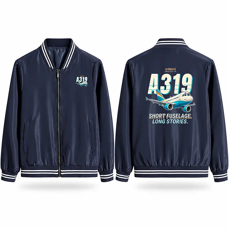 Airbus A319ceo Stylish Jackets - Baseball Collar - Cartoon - Navy Blue