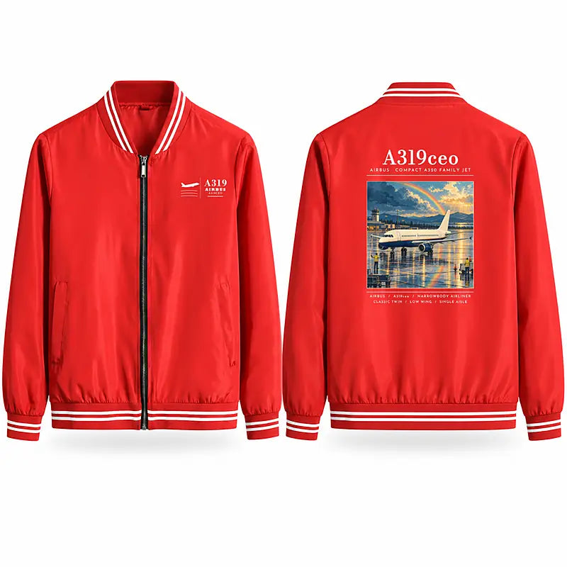 Airbus A319ceo Stylish Jackets - Baseball Collar - Poster - Red