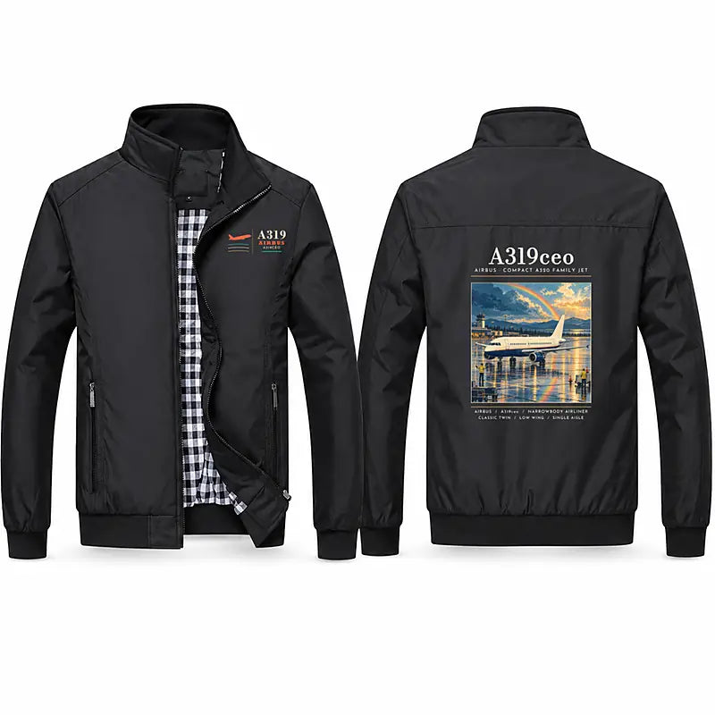 Airbus A319ceo Stylish Jackets - Stand Collar - Poster - Black
