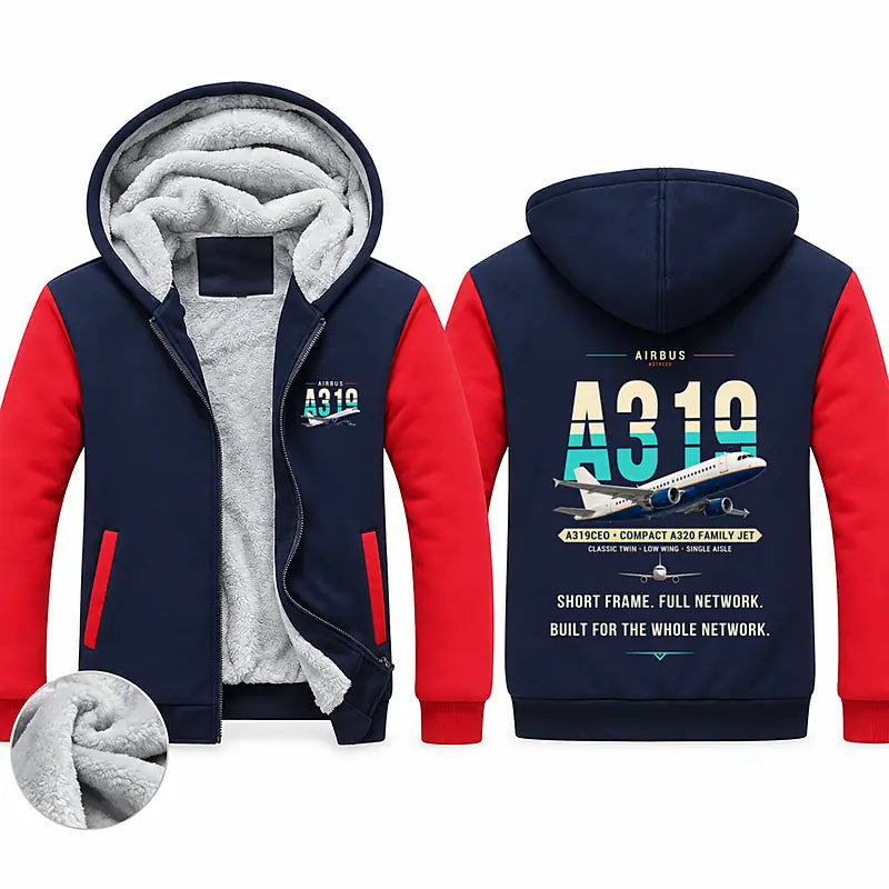 Airbus A319ceo Zipped Sweatshirts - Original - Navy & Red