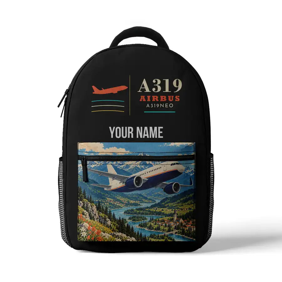 Airbus A319neo - 3D Backpack - Black + Name