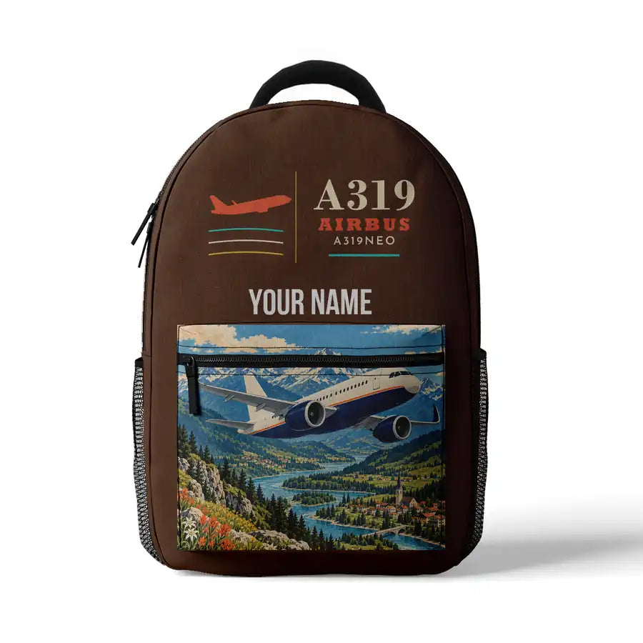Airbus A319neo - 3D Backpack - Brown + Name