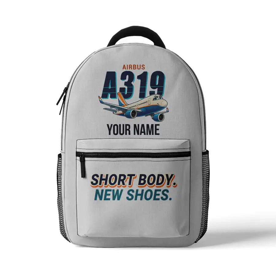 Airbus A319neo - 3D Backpack - Cartoon + Name - White