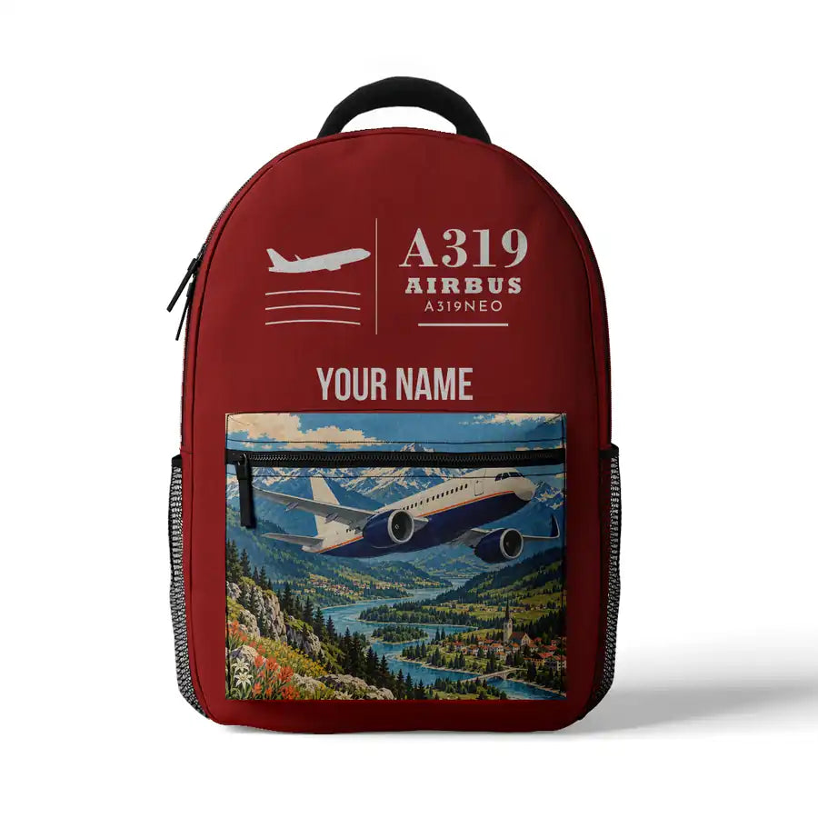Airbus A319neo - 3D Backpack - Red + Name