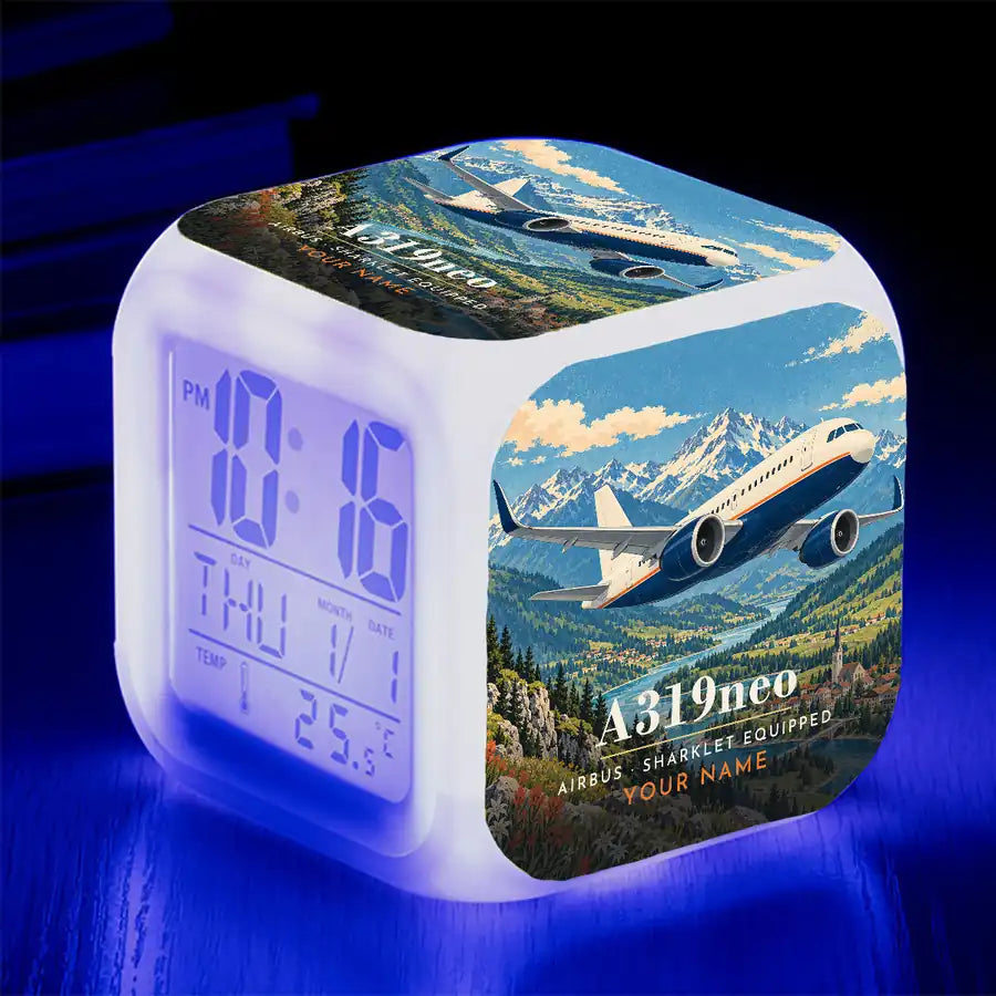 Airbus A319neo - 3D + Name - Alarm Clock