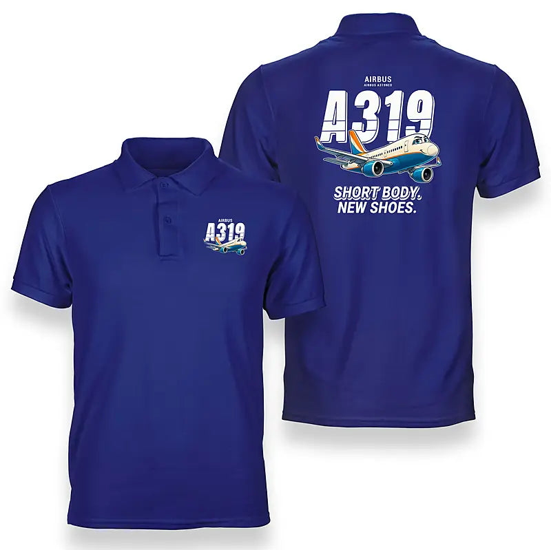 Airbus A319neo - Cartoon - Double-Side Polo - Blue