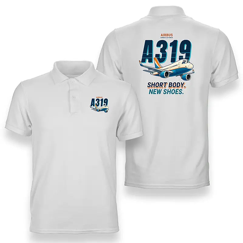 Airbus A319neo - Cartoon - Double-Side Polo - White