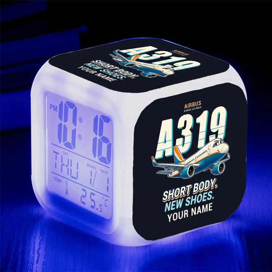 Airbus A319neo - Cartoon + Name - Alarm Clock