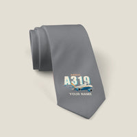 Thumbnail for Airbus A319neo - Cartoon + Name - Tie - Gray