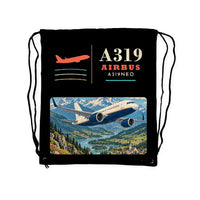 Thumbnail for Airbus A319neo - Drawstring Bag - Classic - Black