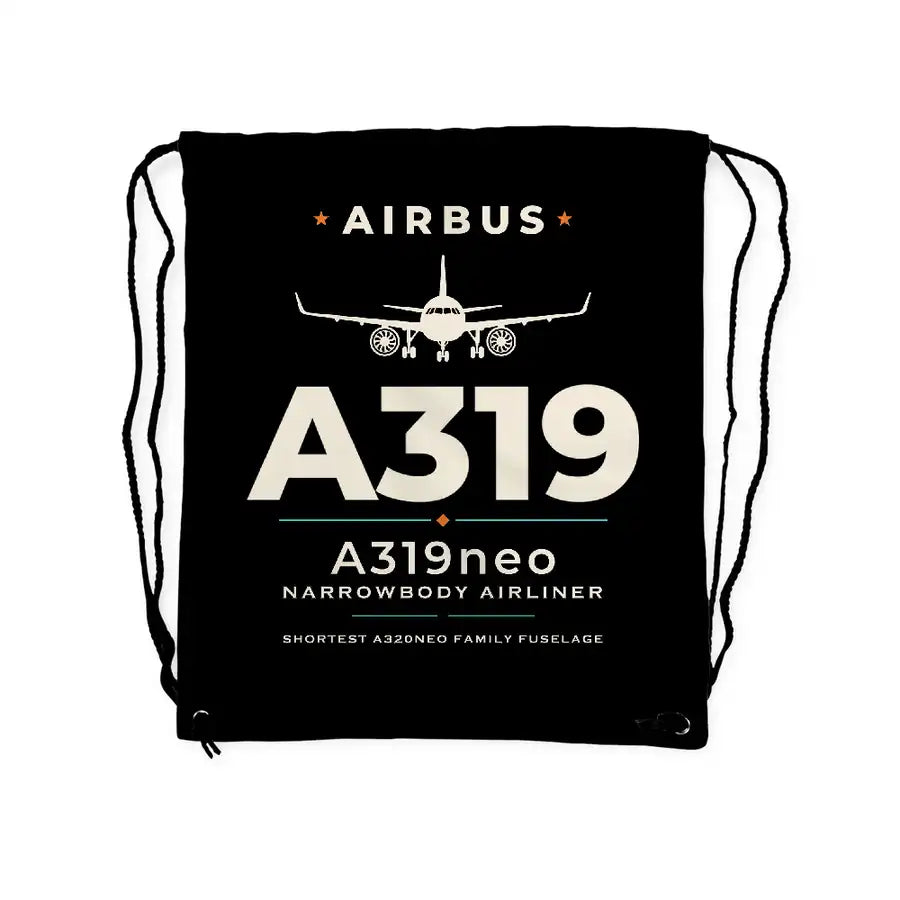 Airbus A319neo - Drawstring Bag - Heritage - Black