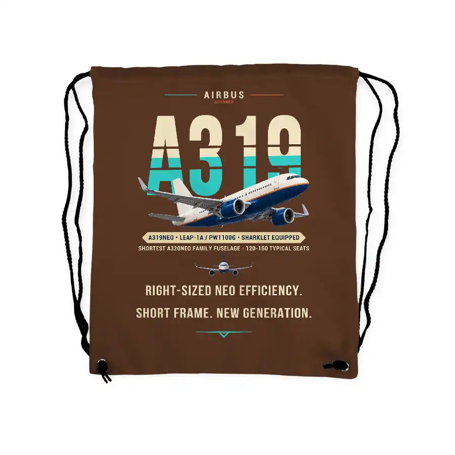 Airbus A319neo - Drawstring Bag - Original - Brown