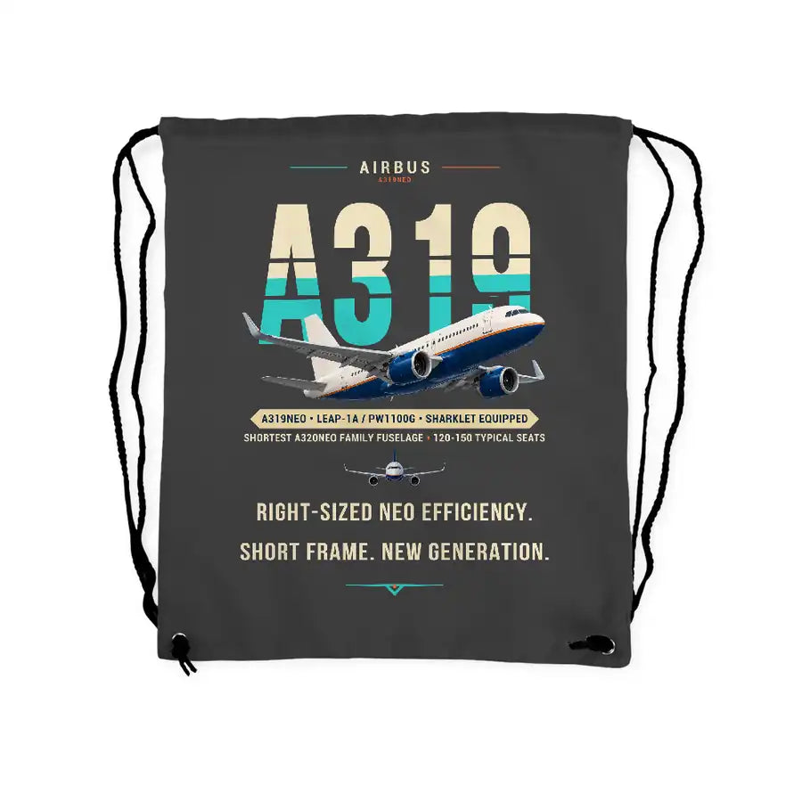 Airbus A319neo - Drawstring Bag - Original - Gray