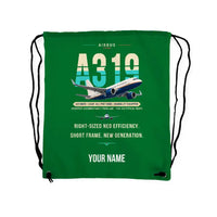 Thumbnail for Airbus A319neo - Drawstring Bag - Original + Name - Green