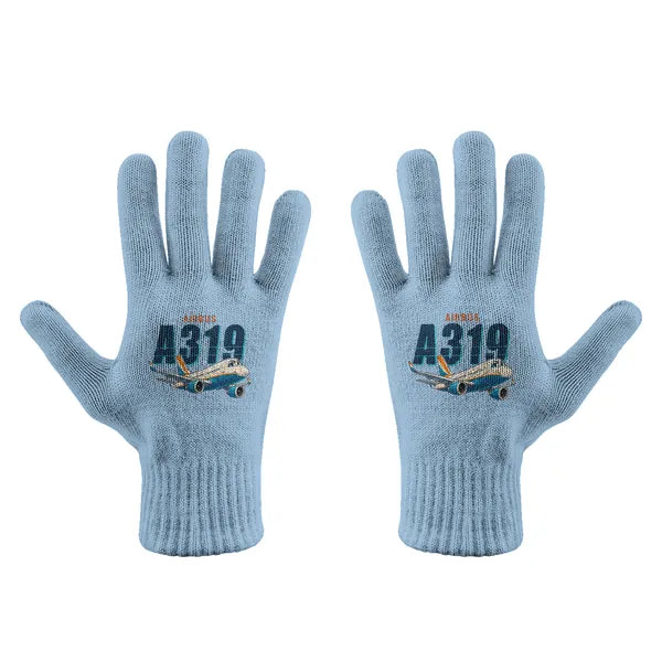 Airbus A319neo - Gloves - Full - Cartoon - Light Blue