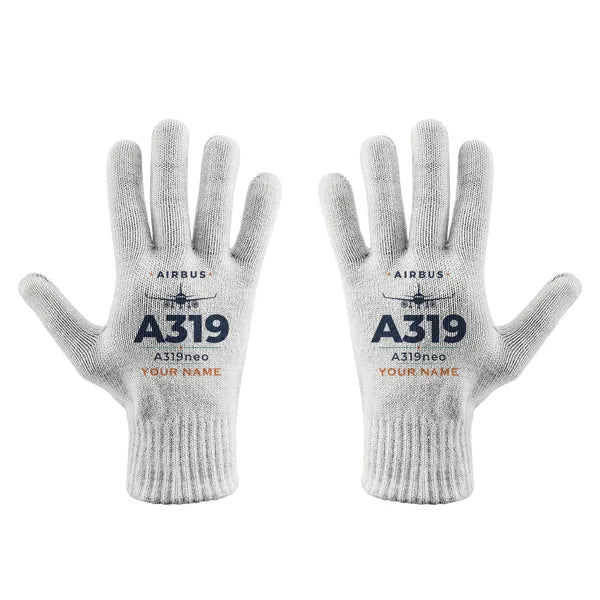Airbus A319neo - Gloves - Full - Heritage + Name - White