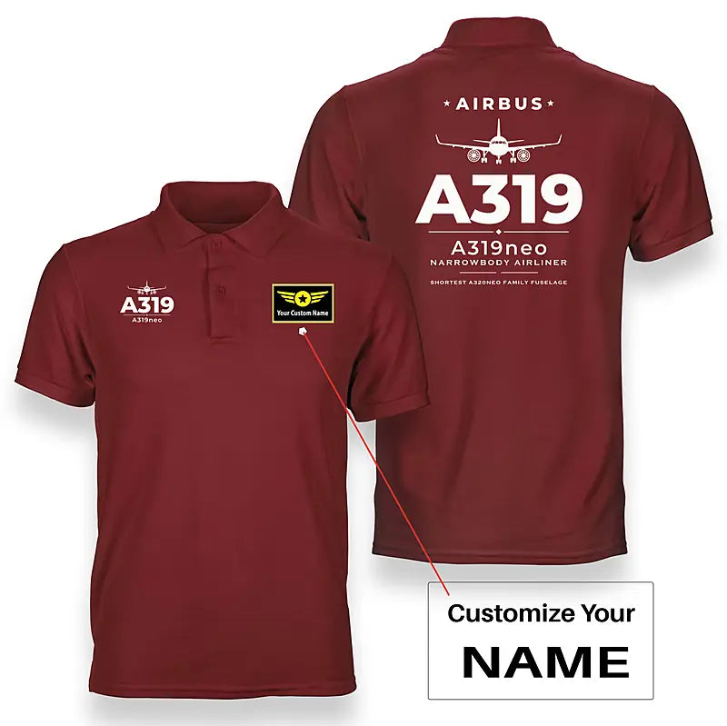 Airbus A319neo - Heritage - Double-Side Polo - Red + Name