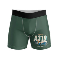 Thumbnail for Airbus A319neo - Men Boxers - Cartoon + Name - Dark Green