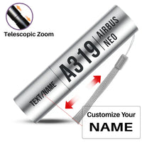 Thumbnail for Airbus A319neo - Mini LED Flashlight - Tag - Silver + Name