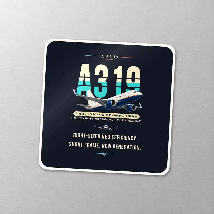 Airbus A319neo - Original - Square Sticker - Close-up
