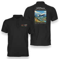 Thumbnail for Airbus A319neo - Poster - Double-Side Polo - Black