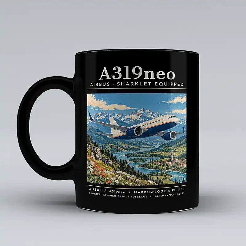 Airbus A319neo - Poster - Mug - Black
