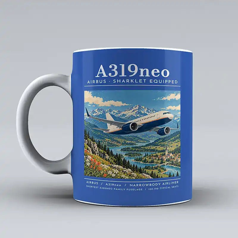 Airbus A319neo - Poster - Mug - Blue