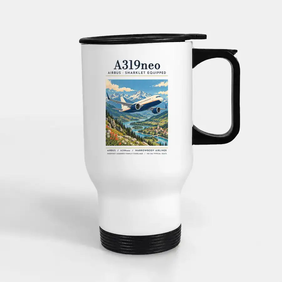 Airbus A319neo - Poster - Stainless Steel with Holder - White