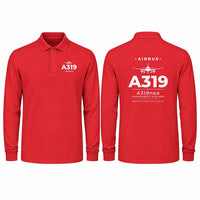 Thumbnail for Airbus A319neo Premium Polo T-Shirts - Heritage - Long Sleeve - Red