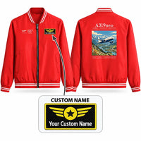 Thumbnail for Airbus A319neo Stylish Jackets - Baseball Collar - Poster + Name - Red