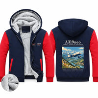 Thumbnail for Airbus A319neo Zipped Sweatshirts - Poster - Navy & Red