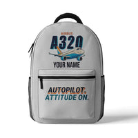 Thumbnail for Airbus A320 - 3D Backpack - Cartoon + Name - White