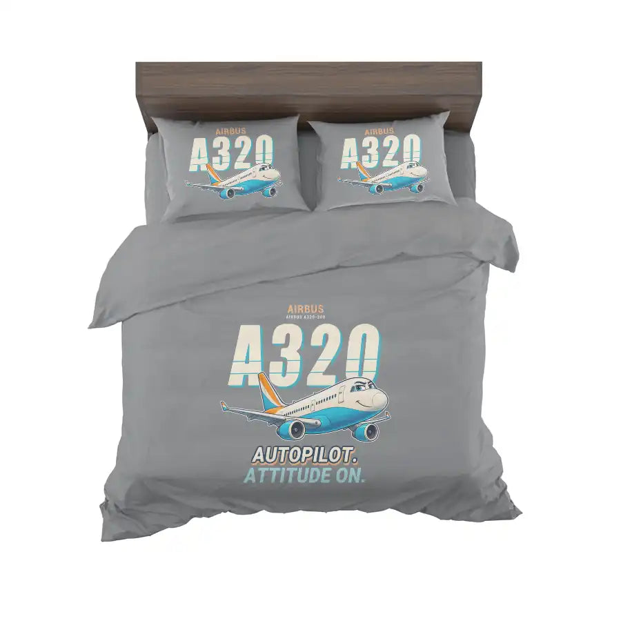 Airbus A320 - Cartoon - Bedding Set - Gray