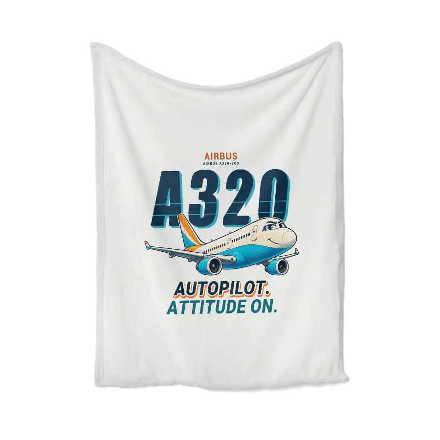 Airbus A320 - Cartoon - Blanket - White