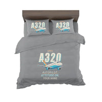 Thumbnail for Airbus A320 - Cartoon + Name - Bedding Set - Gray