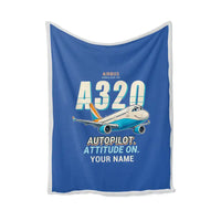 Thumbnail for Airbus A320 - Cartoon + Name - Blanket - Blue