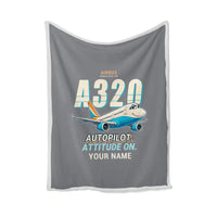 Thumbnail for Airbus A320 - Cartoon + Name - Blanket - Gray