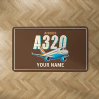 Thumbnail for Airbus A320 - Cartoon + Name - Rectangle Carpet - Brown