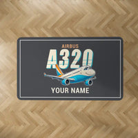 Thumbnail for Airbus A320 - Cartoon + Name - Rectangle Carpet - Dark Gray