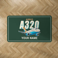 Thumbnail for Airbus A320 - Cartoon + Name - Rectangle Carpet - Dark Green