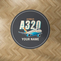 Thumbnail for Airbus A320 - Cartoon + Name - Round Carpet - Dark Gray