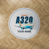 Thumbnail for Airbus A320 - Cartoon + Name - Round Carpet - Light Gray