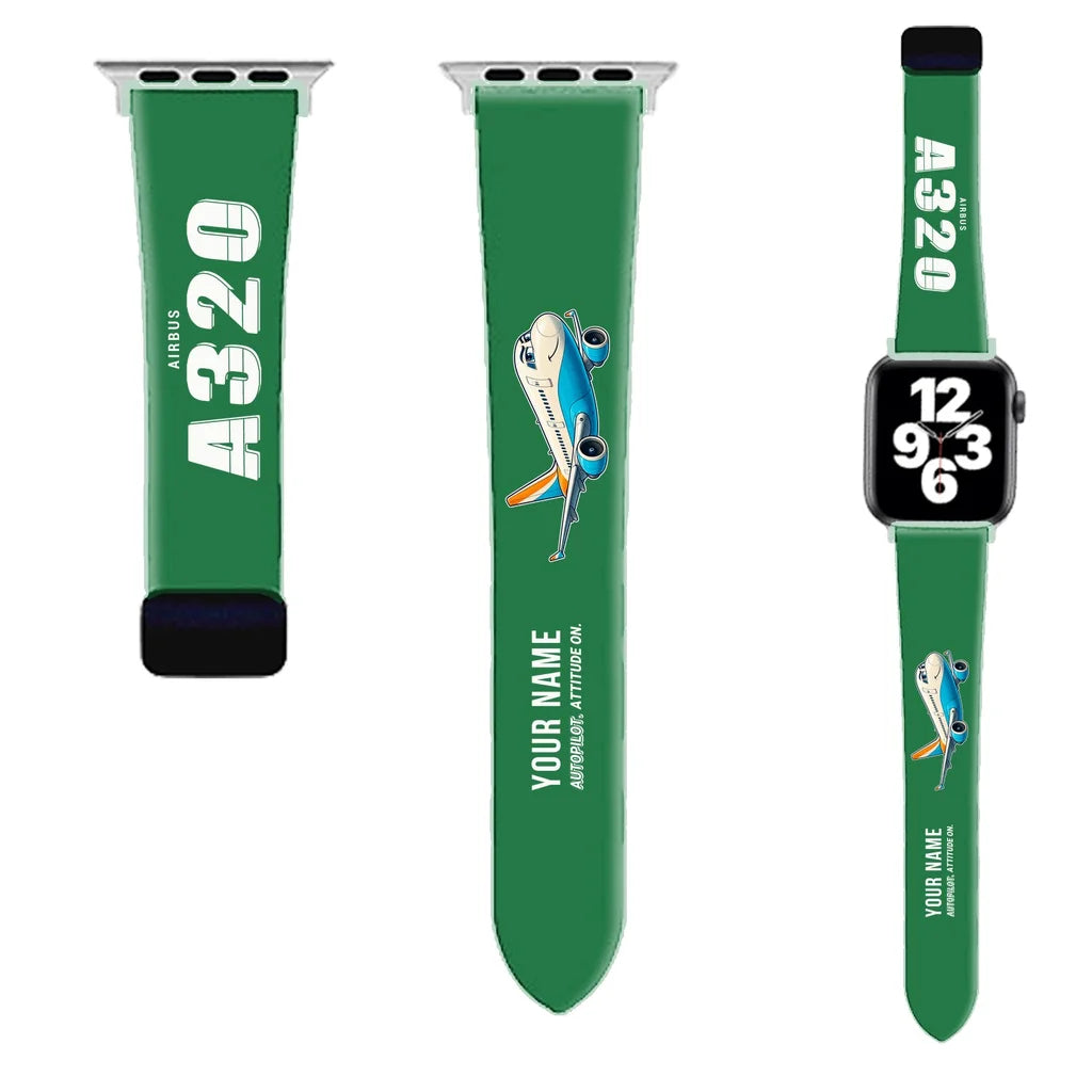 Airbus A320 Apple Watch Bands - Green (Magnetic Band) - Cartoon + Name