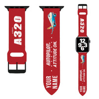 Thumbnail for Airbus A320 Apple Watch Bands - Red (Metal Buckle) - Cartoon + Name