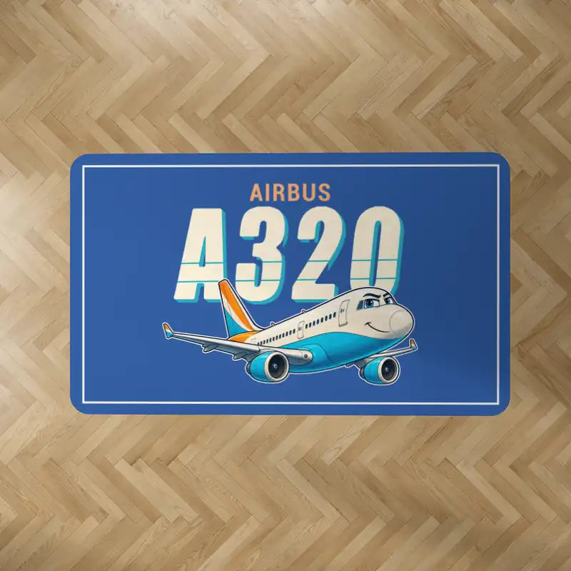 Airbus A320 - Cartoon - Rectangle Carpet - Blue