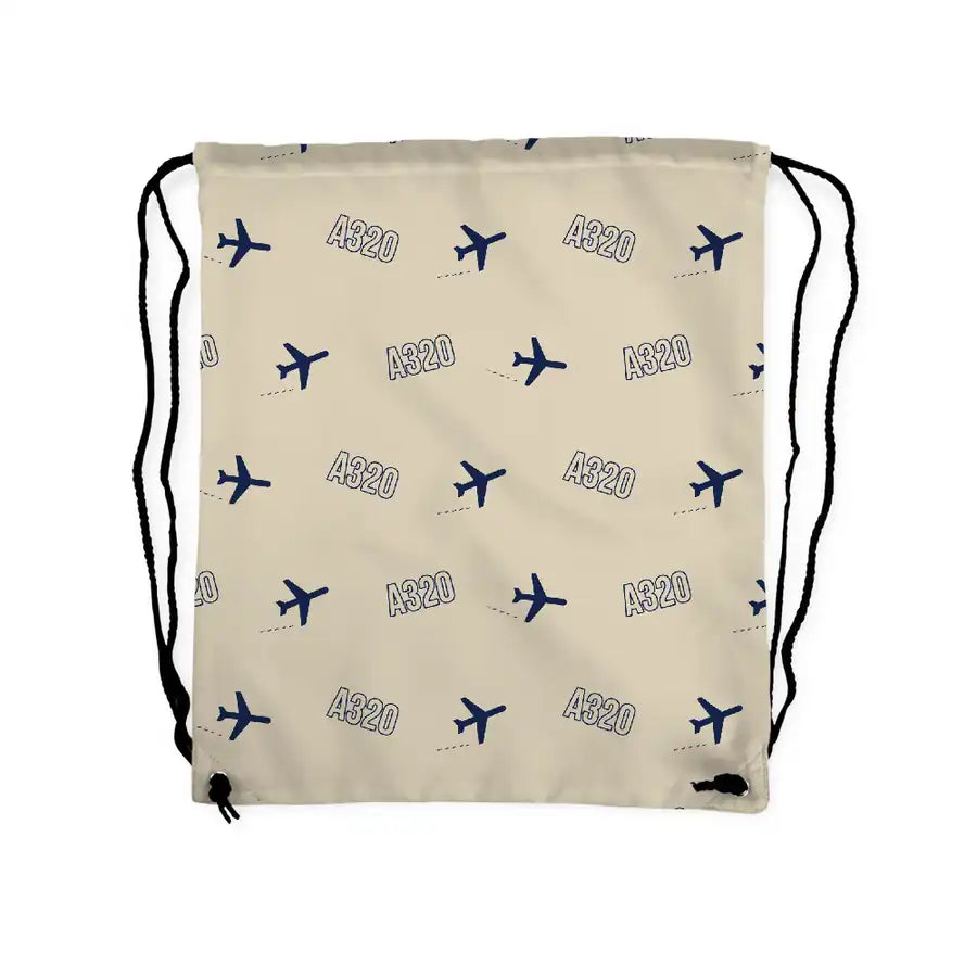 Airbus A320 - Drawstring Bag - 3D Pattern - Beige