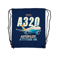 Thumbnail for Airbus A320 - Drawstring Bag - Cartoon - Dark Blue