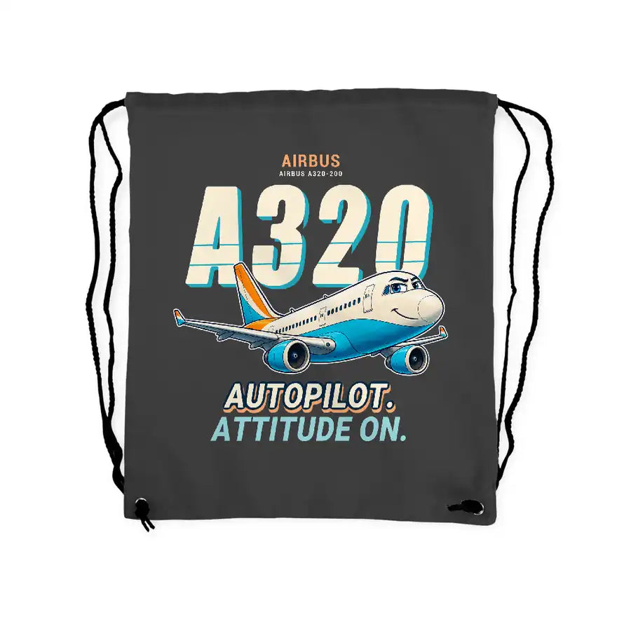 Airbus A320 - Drawstring Bag - Cartoon - Gray