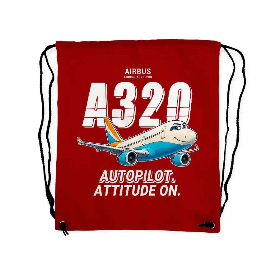 Airbus A320 - Drawstring Bag - Cartoon - Red