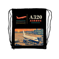 Thumbnail for Airbus A320 - Drawstring Bag - Classic - Black